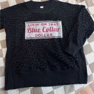 Black Leopard Print Sweatshirt